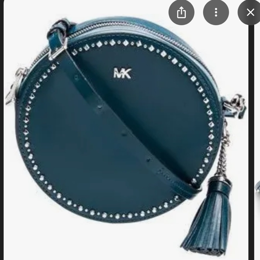 Michael Kors dark blue studded round crossbody
